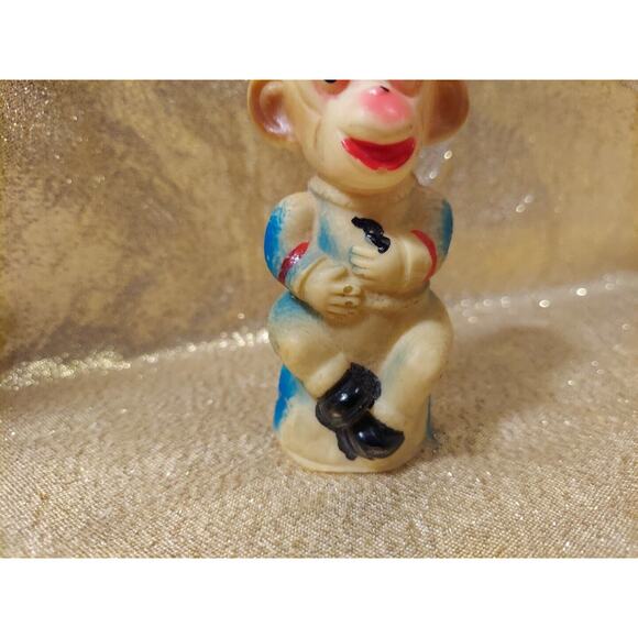 Vintage 50s 60s Small Rubber Monkey Toy Figure Red White Blue Animal No Squeak - Picture 2 of 16